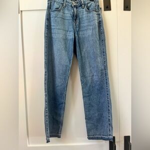Abercrombie Kids High Rise Relaxed Ankle Long Blue Straight Jeans